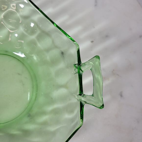 VTG Heisey Octagon Dish 7" Moonbeam Green Candy Bowl Green Trinket Vanity Handle - Picture 8 of 16